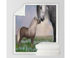 Throws Couples Size: 200cm x 200cm Horses Art Momma with Cute Foal in the Meadow