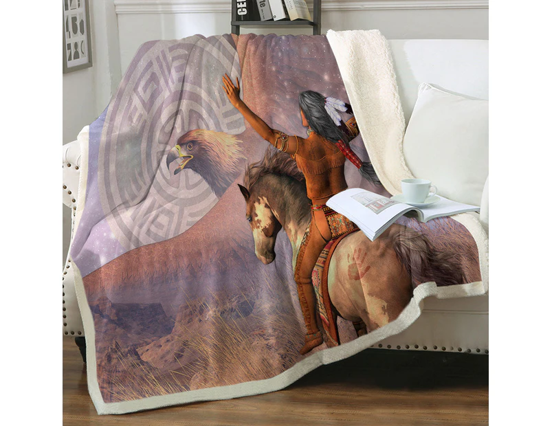 Throws Couples Size: 200cm x 200cm Native American Brave the Eagle Warrior