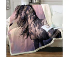 Throws Couples Size: 200cm x 200cm Sunset Clouds behind Black and White Pinto Horse