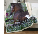 Throws Couples Size: 200cm x 200cm Stunning Horse Art Foal and Flowers