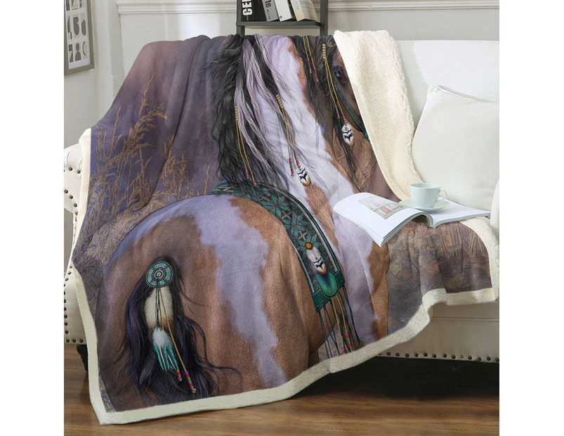 Throws Couples Size: 200cm x 200cm Daughter of the Wind Native American Girl Horse