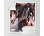 Throws Couples Size: 200cm x 200cm Cute Horses Art Beautiful Horse Family