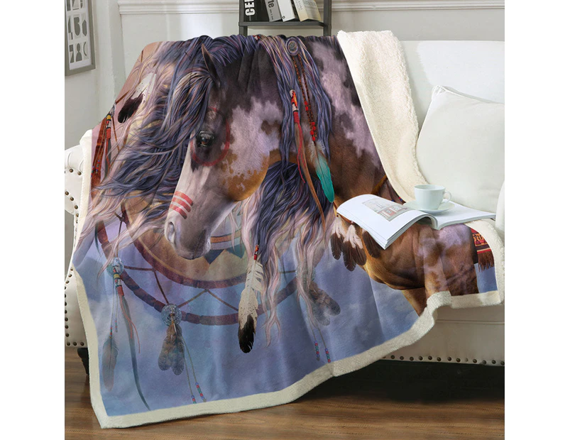 Throws Couples Size: 200cm x 200cm Native American Dream Catcher and Horse