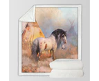 Throws Couples Size: 200cm x 200cm Native American Art Dawn Warrior Horse