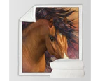 Throws Couples Size: 200cm x 200cm Horses Art Attractive Brown Young Horse