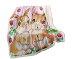 Throws Couples Size: 200cm x 200cm Cute Kids Art Designs Bunnies and Strawberries