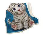 Throws Couples Size: 200cm x 200cm Kids Design Baby Blue Eyes White Tiger Cub