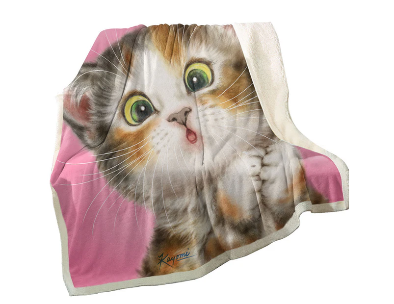 Throws Kids Size: 130cm x 150cm Sweet Kitten over Pink Painted Cats Designs