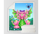 Throws Kids Size: 130cm x 150cm Cute Dragonflies vs Girl Pink Dragon