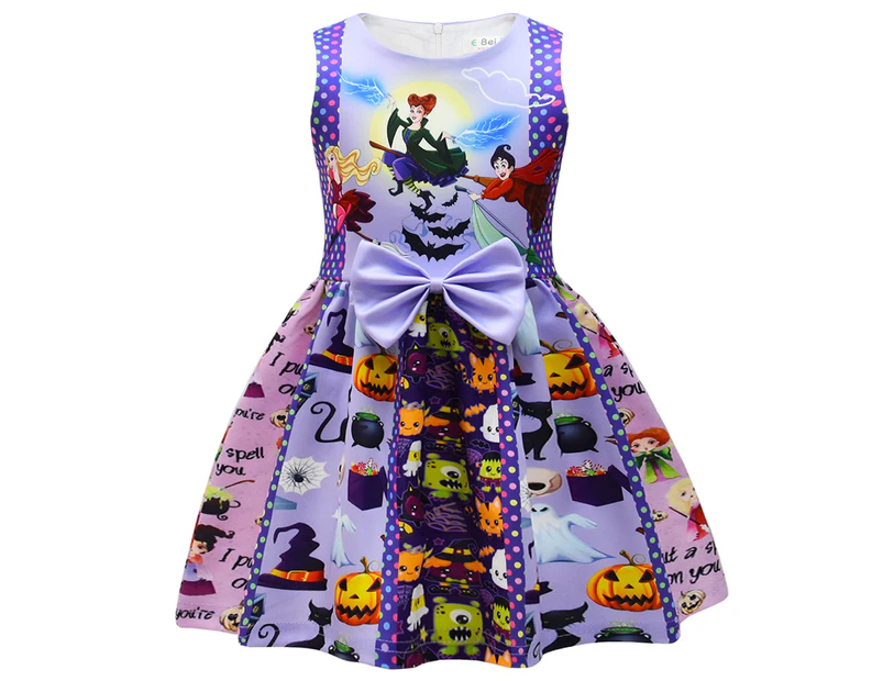 Kids Hocus Pocus Winifred Sanderson Cosplay Costume Girls Halloween Summer Casual Dress - Type A