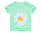 Kids Boys Girls Summer Casual Comfy Printed T-Shirts Blouse Tops Basic Tee Top - Green Daisy