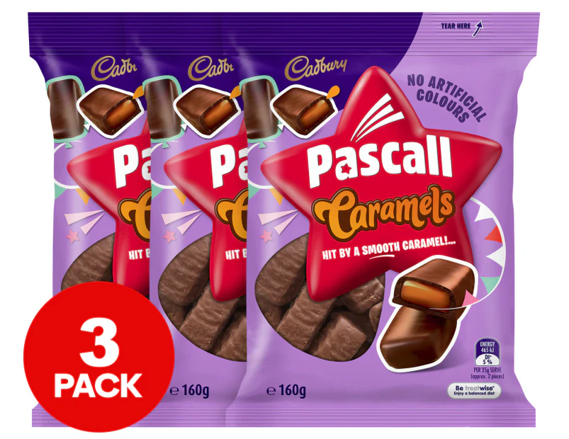3 x Cadbury Chocolate Caramels Chews Bag 160g