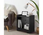 Oikiture Bedside Tables Side Table Nightstand Storage Drawer Shelf Bedroom Black