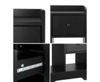 Oikiture Bedside Tables Side Table Nightstand Storage Drawer Shelf Bedroom Black