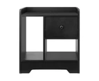 Oikiture Bedside Tables Side Table Nightstand Storage Drawer Shelf Bedroom Black