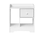 Oikiture Bedside Tables Side Table White Nightstand Storage Drawer Shelf Bedroom