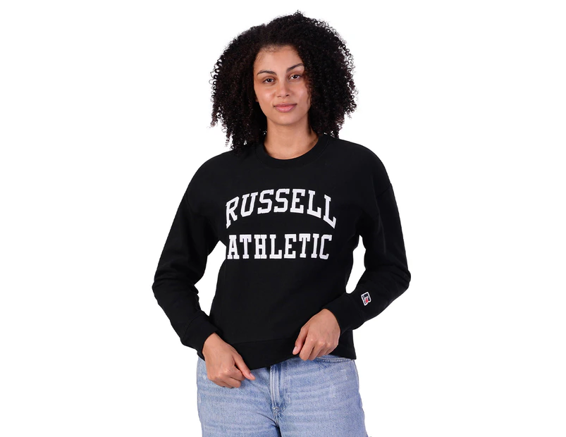 Russell Athletic Women's Applique Arch Logo Crew - Black
