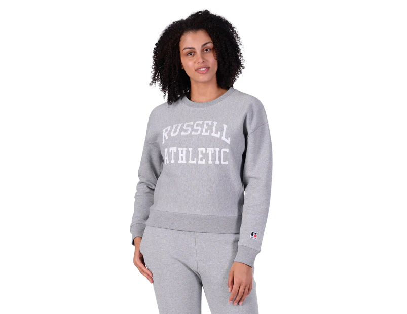 Russell Athletic Women's Applique Arch Logo Crew - Grey Marle