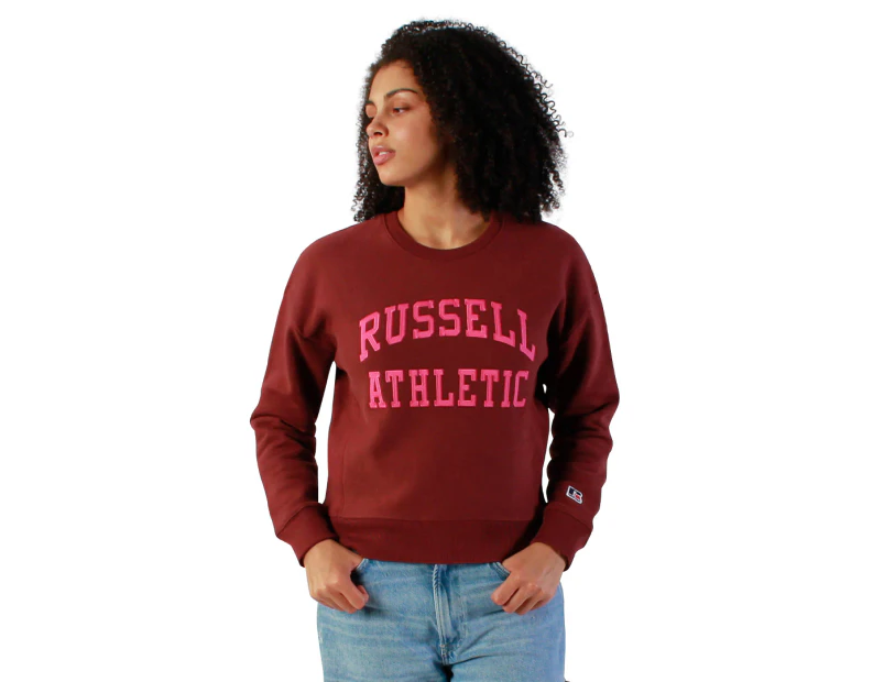 Russell Athletic Women's Applique Arch Logo Crew - Port
