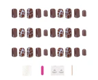 False Nails Short Fingernails Pre-glue Leopard Nail Art Design kit DIY Acrylic Fake Nails 24 Pcs/Boxes (Leopard, Brown)