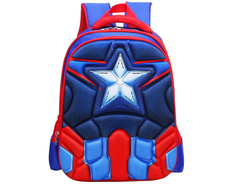 Kids Boys Superhero Cartoon Backpack Shoulder Bag Primary School Bag Rucksack - Captain America