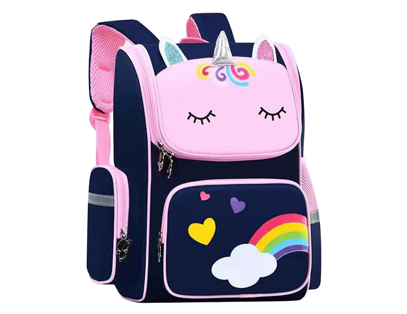 Cute Unicorn Pattern Girls Kids Shoulder Bag Backpack Children Travel School Bag Rucksack - Blue