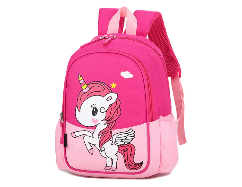 Kids Girls Backpack Unicorn School Nursery Kindergarten Bag Rucksack Backpack - Rose Red