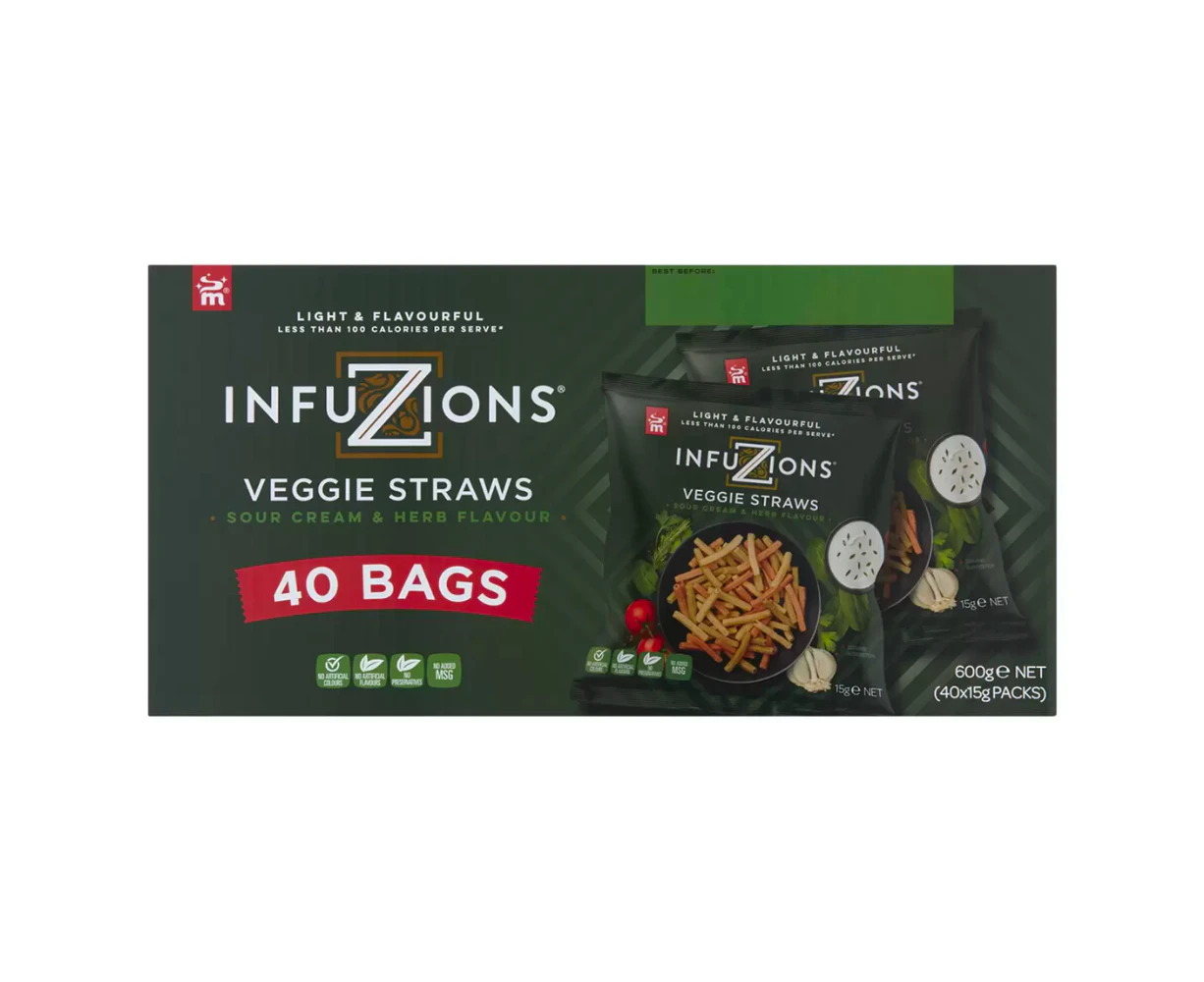 Majans Infuzions Veggie Straws Sour Cream and Herb 40 bags 600g