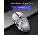 Wired Mouse Ergonomic Quick Response Professional Anti-slip Sensitive Comfortable Grip 7 Buttons Gaming Mouse Optical USB Wired Mice for Laptop - Silver