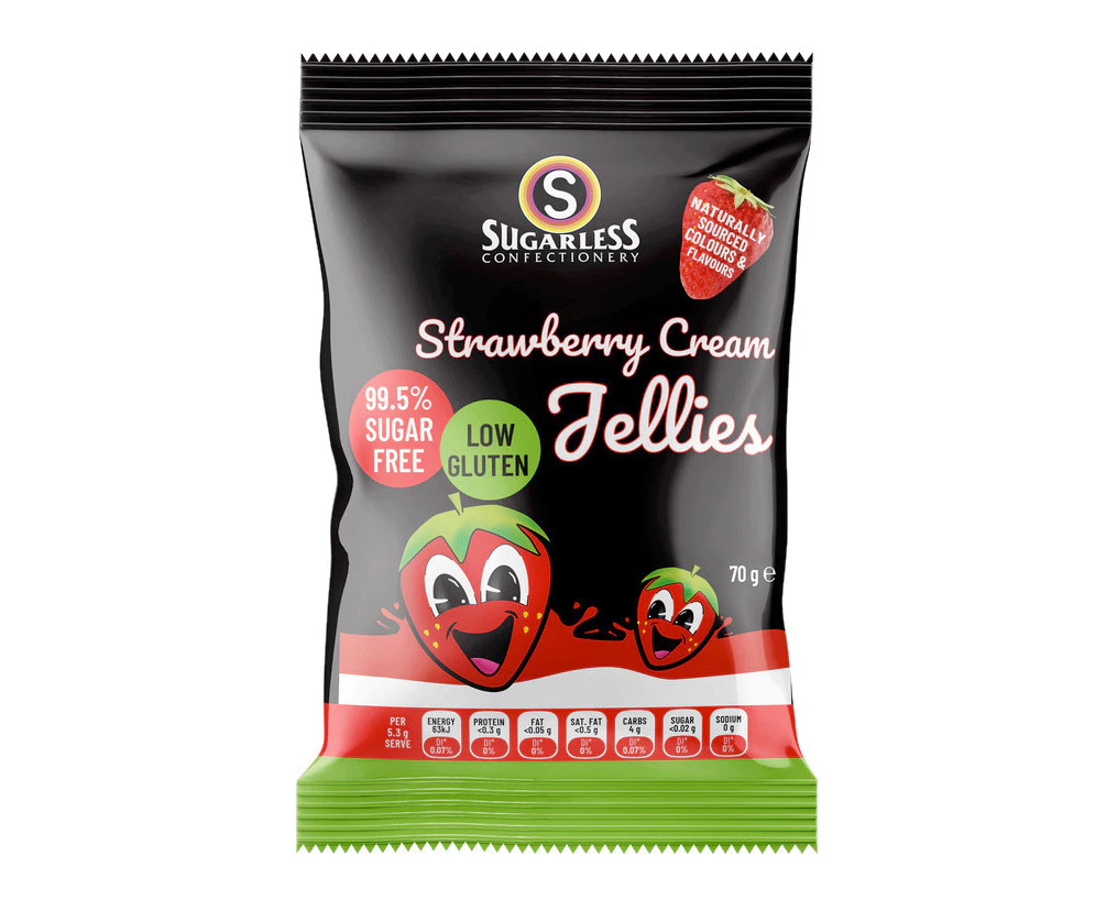 Sugarless Strawberries & Cream 70g