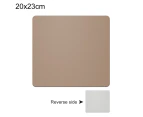 Mouse Pad Two-sided Use Anti-slip Faux Leather Waterproof Thicken Large Computer Desktop Mice Mat for Home - Khaki + Grey