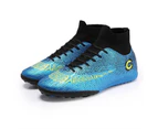 Children's Football Shoes Child Sneakers Crampon Artificial Grass Men's Futsal Soccer Boots - Blue