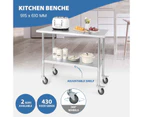Giantex 91.5 x 61cm Stainless Steel Mobile Work Table Kitchen Food Prep Table w/Adjustable Lower Shelf Restaurant Work Bench