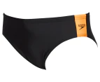 Speedo Boys' Boom Logo Splice 5cm Swim Briefs - Black/Papaya