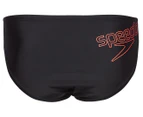 Speedo Boys' Logo 6.5cm Swim Briefs - Black/Siren Red