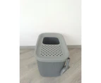 YES4PETS XXL Top Entry Cat Litter Box No Mess Large Enclosed Covered Kitty Tray Grey