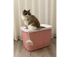 YES4PETS XXL Top Entry Cat Litter Box No Mess Large Enclosed Covered Kitty Tray Pink