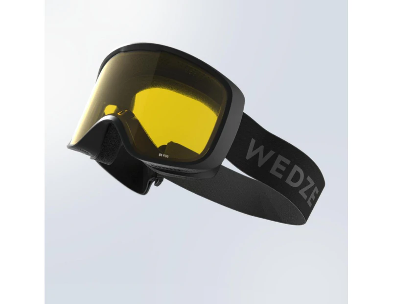 DECATHLON WEDZE Wedze G 100 S1 Kids/Adult Skiing & Snowboarding Goggles - Bad Weather - Black