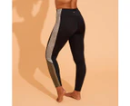 DECATHLON NABAIJI Women's Aquafit-Aquabiking Swimsuit Legging Bottoms - Black Khaki Print