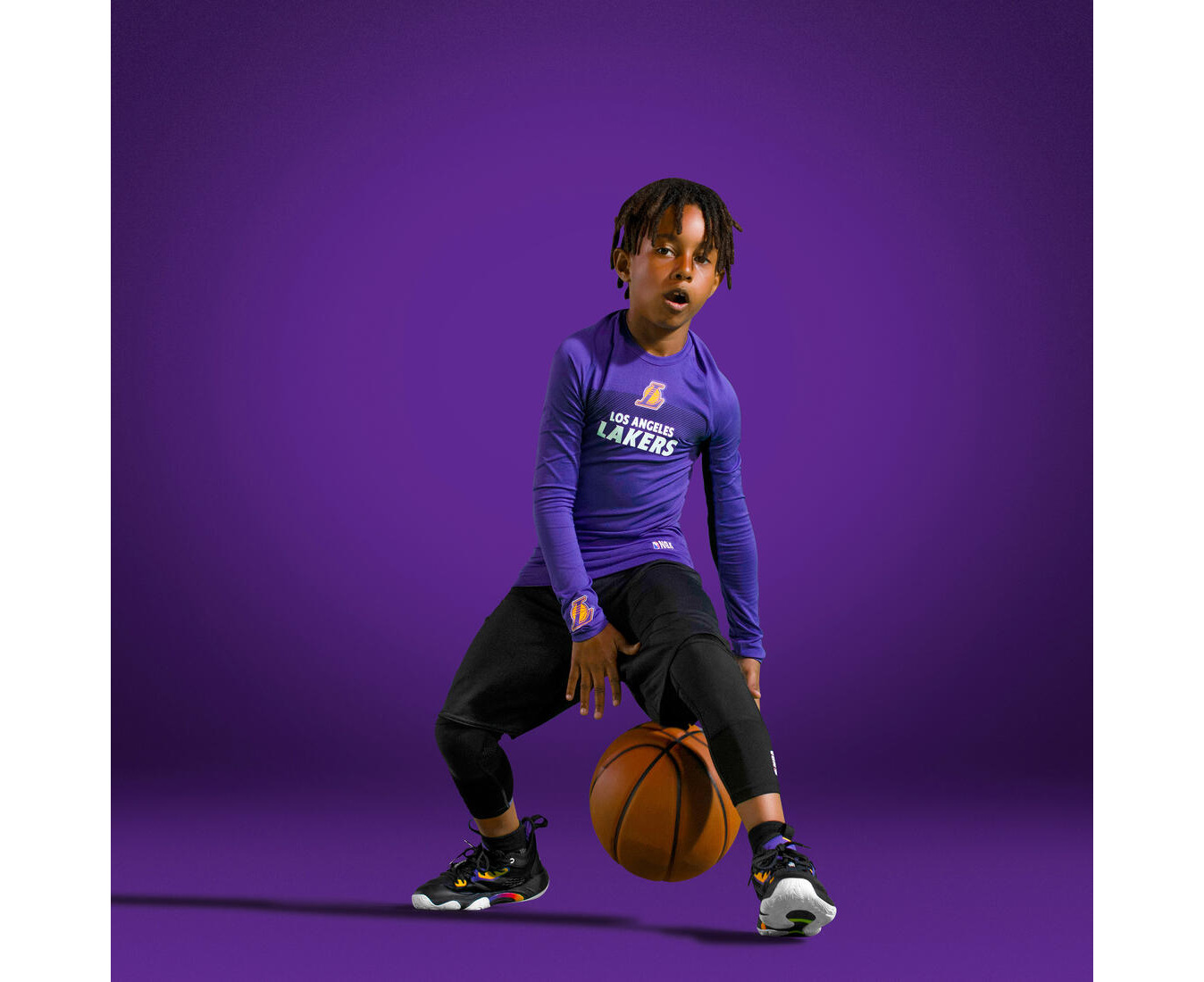 Men's/Women's Basketball 3/4 Leggings 500 - NBA Los Angeles Lakers/Black  TARMAK