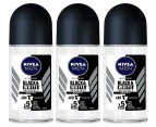 3 x Nivea Men Black & White Invisible Roll-On Deodorant Original 50mL