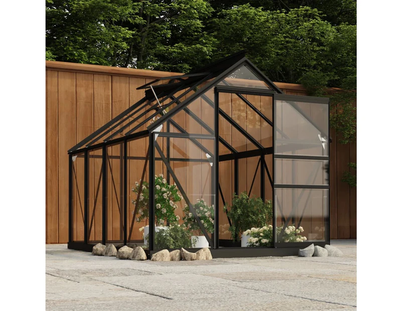 vidaXL Glass Greenhouse Anthracite Aluminium Conservatory Shed Multi Sizes