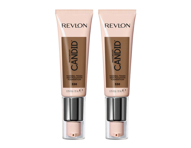 Revlon Photoready Candid Natural Finish Anti Pollution Foundation 22ml 550 Mocha 2 Pack