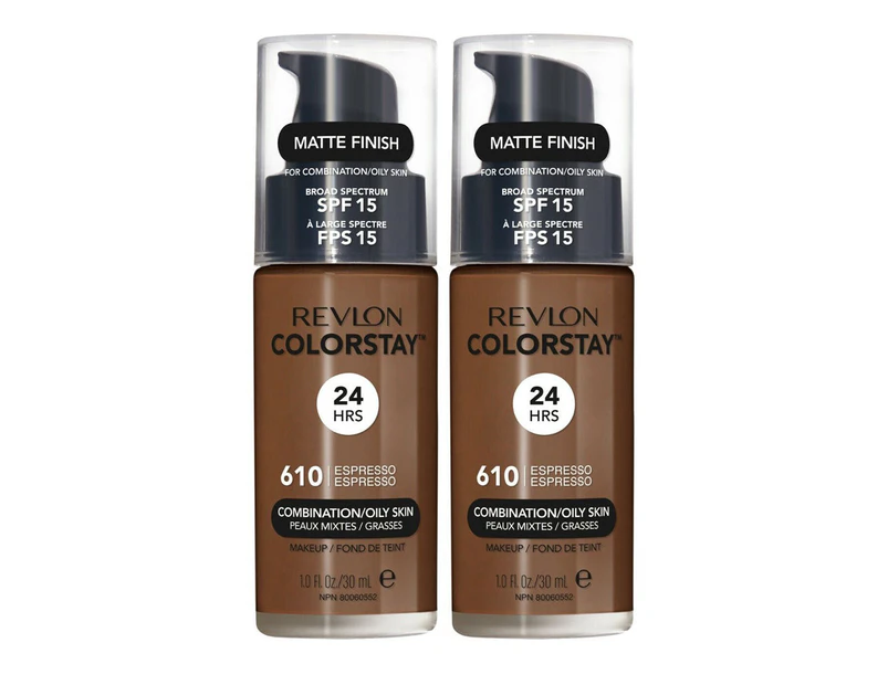 Revlon Colorstay Makeup Combination/ Oily Skin 30ml 610 Espresso 2 Pack