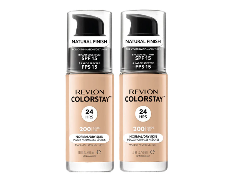 Revlon Colorstay Makeup Normal/ Dry Skin 30ml 200 Nude 2 Pack