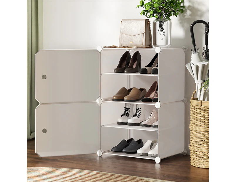 Artiss Shoe Cabinet DIY Shoe Box White Storage Cube Portable Organiser Stand