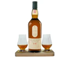 Lagavulin Whisky Tasting Gift Set Hamper Box includes Wooden Presentation Stand plus 2 Original Glencairn Whisky Glasses