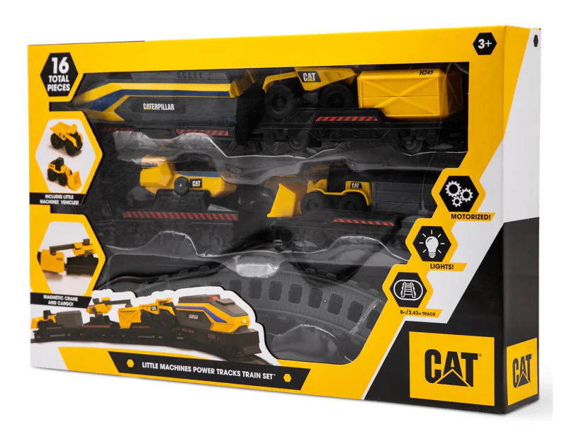 CAT Little Machines Power Tracks Train Set - Yellow/Black/Grey