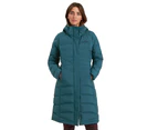Kathmandu Winterburn Womens Down Puffer 600 Fill Longline Warm Winter Coat  Women's  Puffer Jacket - Green Deep Lagoon
