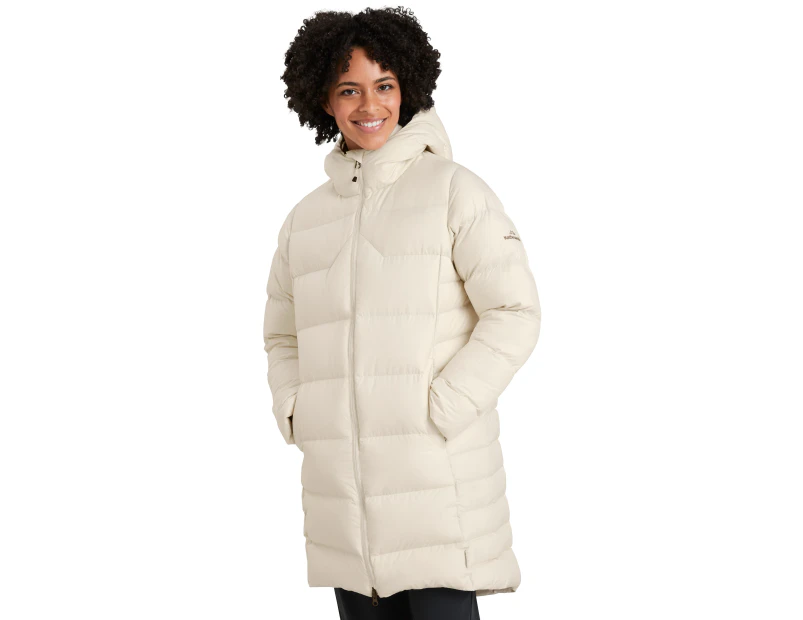 Kathmandu Epiq Womens Longline Down Puffer Jacket Warm Outdoor Winter Coat  Women's  Vest - Ivory Natural